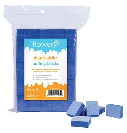 Flowery Disposable Buff Blocks Blue 180/Grit 100/Pk