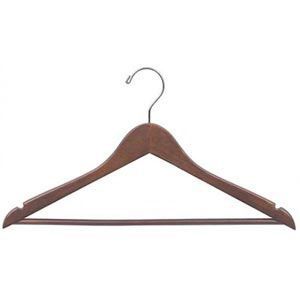 Walnut Hanger With Pants Bar And Chrome Accents