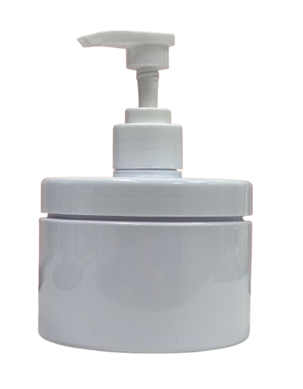 10ozEmptyRoundWhitePlasticJar&PumpLidContainer